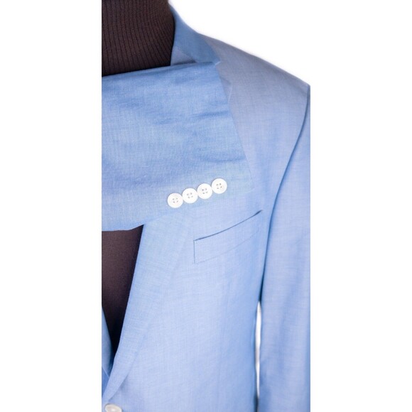 Lauren Ralph Lauren Sport Coat Jacket Blazer Blue Solid Sz 46L Cotton Two Button - Picture 6 of 13